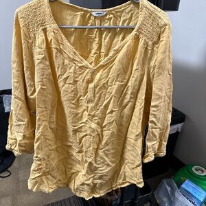 Sonoma Yellow Blouse with Smocked Shoulders